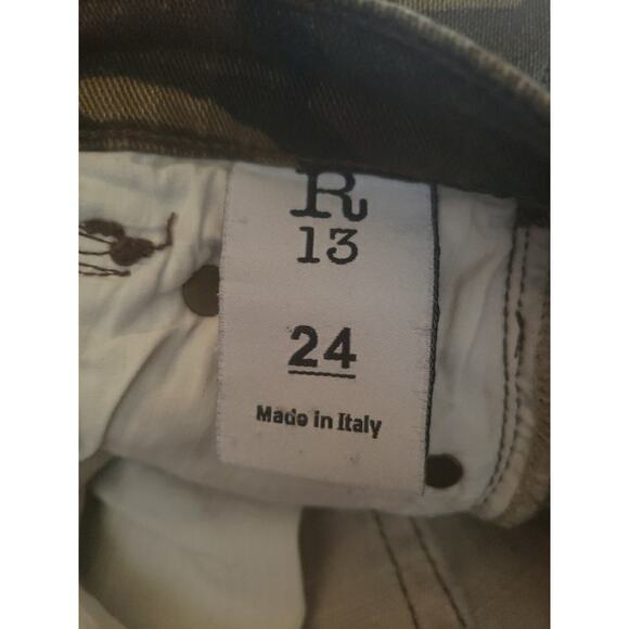 R13 X-Over Jeans In Camo Mid-Rise Sz 24 Grunge R13WM0035-15 (B - Picture 7 of 11